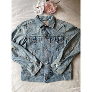 Levis Womens Mens Western Denim Jacket Size CH Light Wash Y2K Streetwear